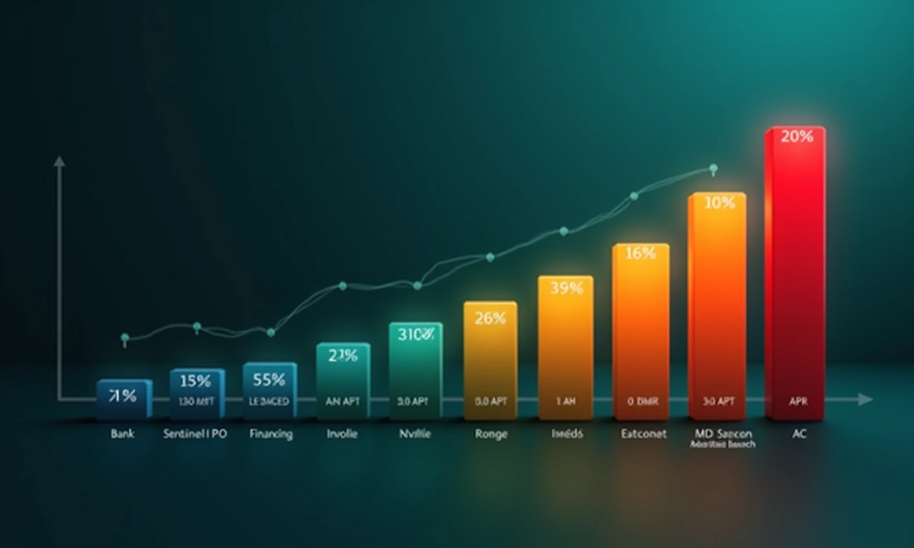 Bar chart comparing true APR costs of NJ import financing options: institutional PO financing, bank lines of credit, invoice factoring, merchant cash advances